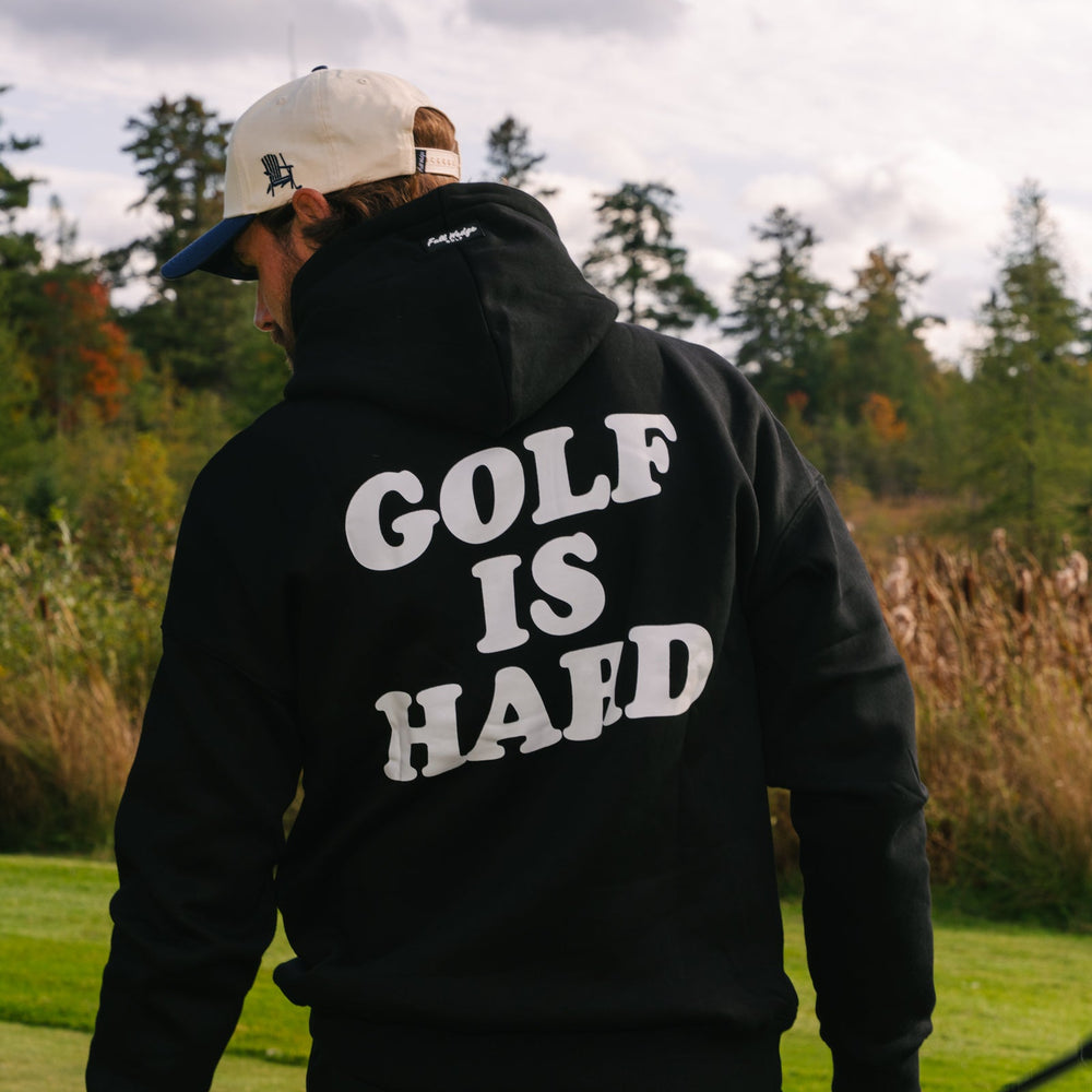 Black Golf Is Hard Hoodie - Full Wedge Golf #color_black