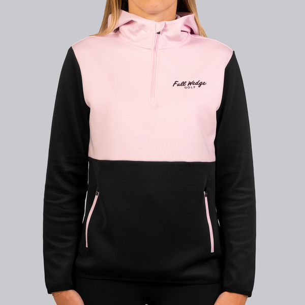 Women's Pink/Black Q-Zip Hoodie – Full Wedge Golf Hoodies