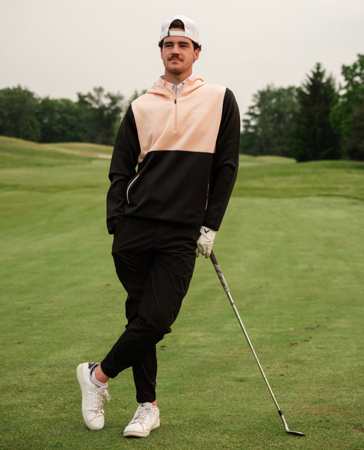 Peach/Black Q-Zip Hoodie – Full Wedge Golf Hoodies