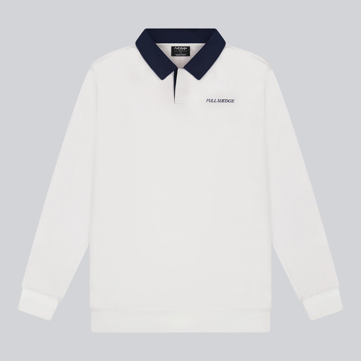 Solid Long Sleeve Polo - Full Wedge Golf #color_white