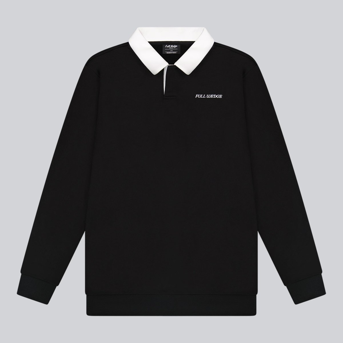 Solid Long Sleeve Polo - Full Wedge Golf #color_black