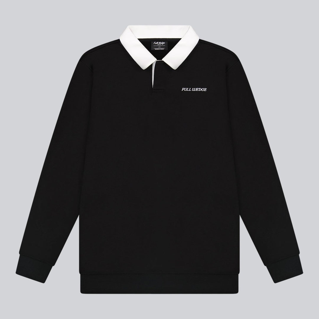 Solid Long Sleeve Polo - Full Wedge Golf #color_black