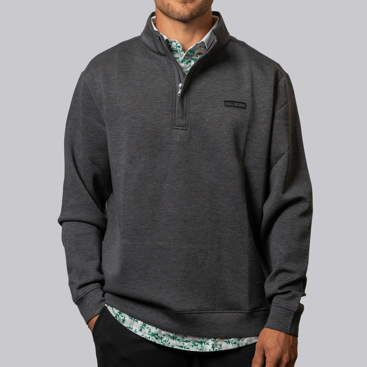 Charcoal Tour Q-Zip - Full Wedge Golf #color_charcoal